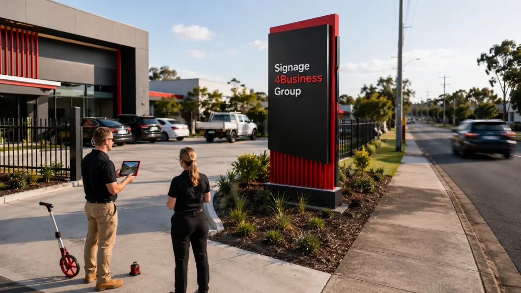 Surveying a Modern Business Signage Site